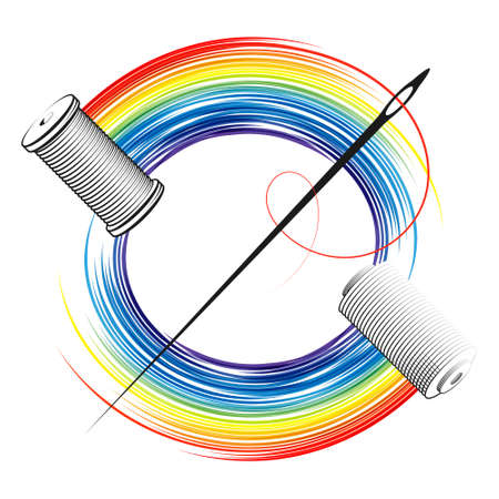 Painter brush in hand. Splashes and drops of colored paint. Symbol for painting and updatingのイラスト素材