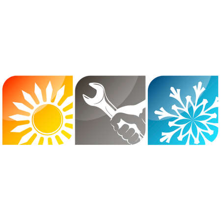 Air conditioner and heating system symbol. Repair service and installationのイラスト素材