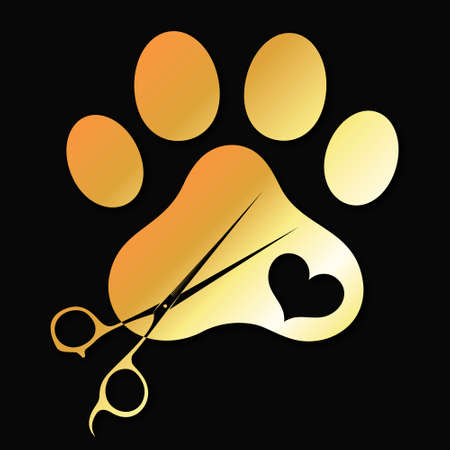 Golden scissors and curl hair design for stylistのイラスト素材