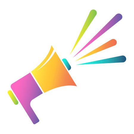 Megaphone multicolored symbol for attraction and messageの写真素材