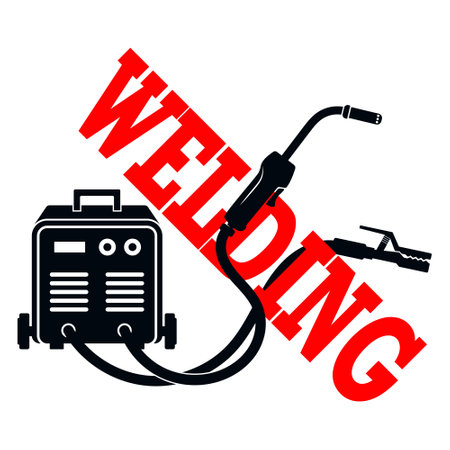 Welding and repair work symbol. electric welding machine silhouetteの写真素材