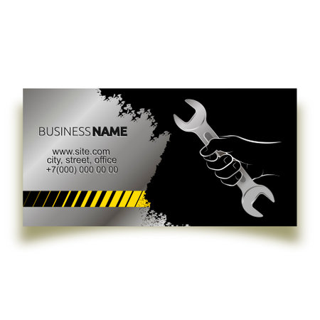 Business card wrench in hand for repairのイラスト素材