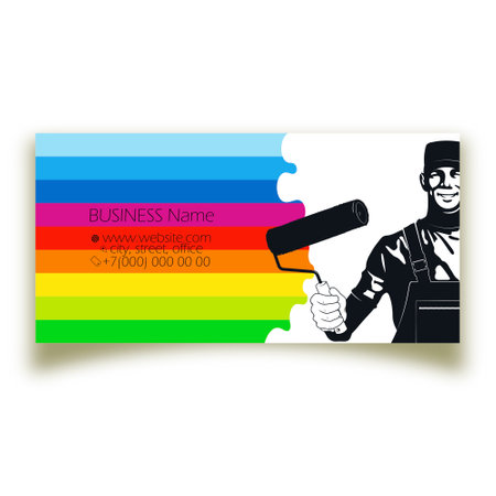 House painter with roller and paint business card designのイラスト素材