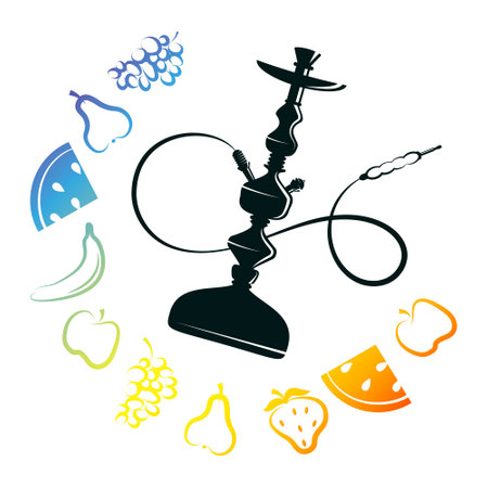 Hookah symbol and berries fruit flavors smoking mixtures