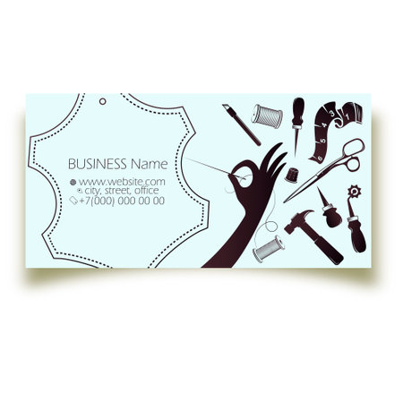 Business card concept for tanner. Leather goods tool kitのイラスト素材