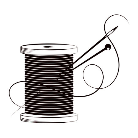 Spool of thread and needle. Design for sewingの写真素材