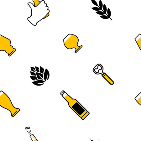 Seamless pattern design for beer storeの写真素材