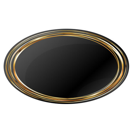 Oval frame of gold stripes with black centerの写真素材