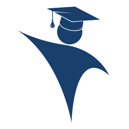 Silhouette of a student in a gown and academic capの写真素材