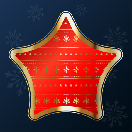 Christmas red star decoration with gold patternのイラスト素材