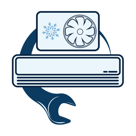 Air conditioner and wrench symbol, service and installationの写真素材