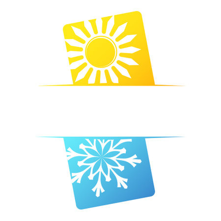 Air conditioner and heating design, sun and snowflakeの写真素材