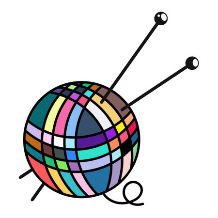 Ball of colorful wool and knitting needlesの写真素材