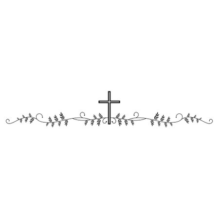 Christian cross silhouette and flower pattern, religious design frameの写真素材