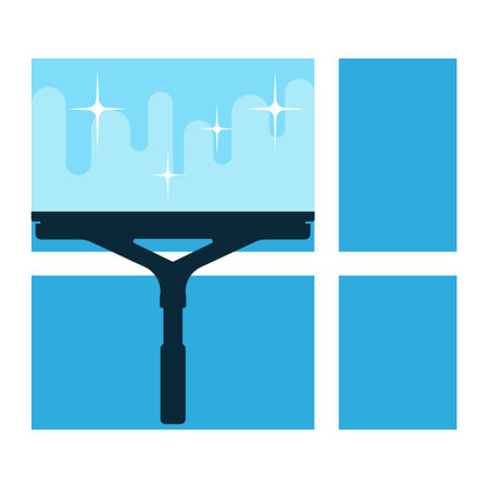 Window cleaner scraper and window silhouetteの写真素材