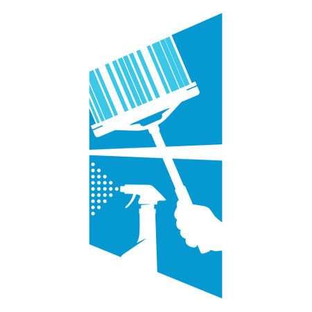 Window cleaning symbol, scraper and cleaning agentの写真素材