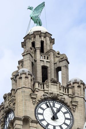 Liver Building cloe up Liverpool Merseyside Englandの写真素材