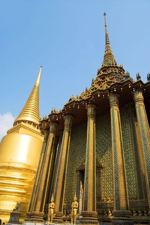 Phra Mondop and Phra Si Ratana Chedi  in the Grand Palace, Bangkok, Thailandの写真素材