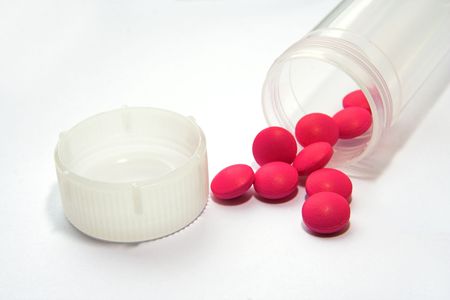 Pills and drugs container in close upの写真素材