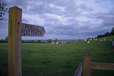 Wooden finger post public footpath signの写真素材