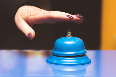 Girl wants to call in Blue Bellの写真素材