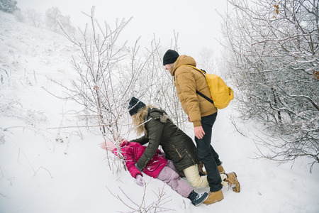 family spends time together in the winter