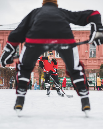 Hockey fans gathered at the stadium to playの写真素材