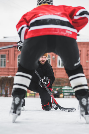 Hockey fans gathered at the stadium to playの写真素材