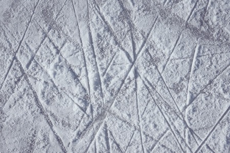 a trace on the ice left by skates on the rinkの写真素材