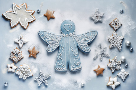 Christmas gingerbread with ginger in the shape of an angelの素材