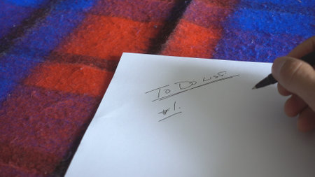 Writing To Do List On Sheet Of Paper On Purple Red Blue Background