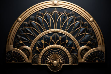 Gold and Black Circular Wall Hanging Generative AIの素材