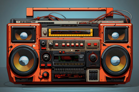 Orange Boombox With Top Speakers Generative AIの素材