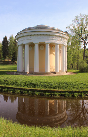 View with Temple of friendship and slavyanka river in Pavlovsk on may 2014の写真素材