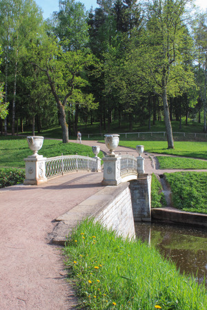 Cast-iron bridge in Pavlovsk park on may 2014の写真素材