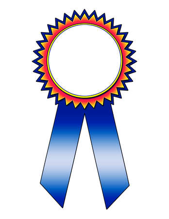 Colorful Blue Ribbon with White Area for Text or Imageの写真素材