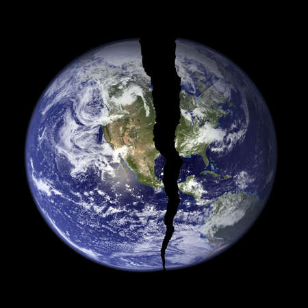 NASA Photo of Earth with a crack in itの写真素材