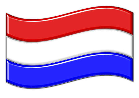 Metallic red, white and blue wavy stripesの写真素材