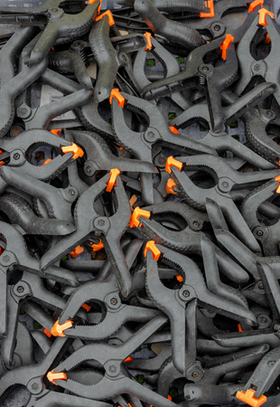 A selection of plastic spring clampsの写真素材