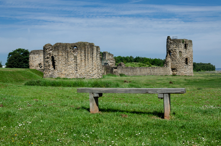 The ruins of Flint Castle which was the first Welsh castle built by King Edward I as part of his ring of iron.の写真素材