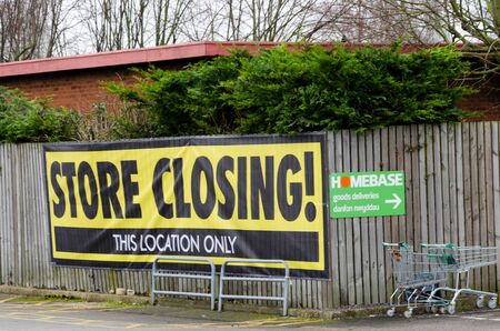 Moldl, UK: Jan 22, 2020: The last Homebase store in North Wales has started the process of closing...