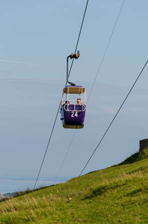 Llandudno, Wales, UK: Aug 27, 2019: The Llandudno Cable Car is an attraction which runs for over a...