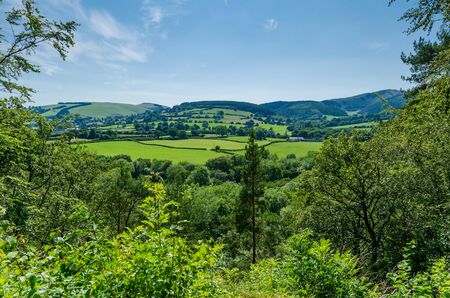 A beautiful view of the rolling, green Clwydian countryside of Flintshire.の写真素材