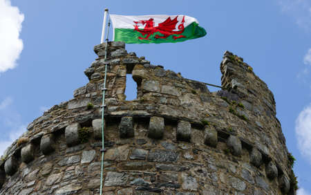 Harlech, North Wales, UK: Jun 3, 2017: Harlech Castle was built by King Edward I during his invasion of Wales between 1282 and 1289. It is classed as a World Heritage Site by UNESCO.のeditorial素材