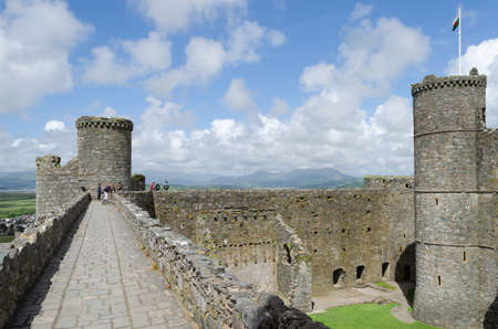 Harlech, North Wales, UK: Jun 3, 2017: Harlech Castle was built by King Edward I during his invasion of Wales between 1282 and 1289. It is classed as a World Heritage Site by UNESCO.のeditorial素材
