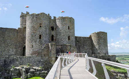 Harlech, North Wales, UK: Jun 3, 2017: Harlech Castle was built by King Edward I during his invasion of Wales between 1282 and 1289. It is classed as a World Heritage Site by UNESCO.のeditorial素材