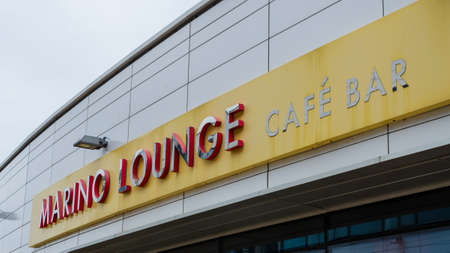 New Brighton, UK: Jun 3, 2020: A general view of the company logo and signage for a Marino Lounge...
