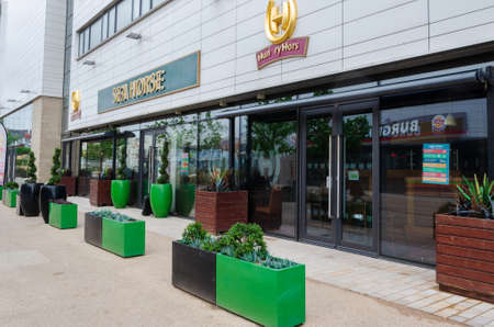 New Brighton, UK: Jun 3, 2020: The Sea Horse pub, a member of the Hungry Horse chain, is temporarily...
