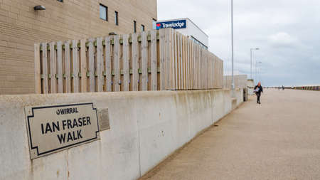 New Brighton, UK: Jun 3, 2020: Ian Fraser Walk is the name given to the promenade close to Marine...
