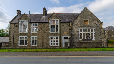 Bala; UK: Sep 20, 2020: A general scene in Bala showing the former Old School Restaurant which was originally a school house.のeditorial素材